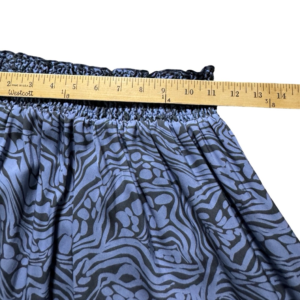 Calme Silk Blend Wide Leg Pants Women Small Blue Swirl Smocked Waist Boho - Picture 7 of 8